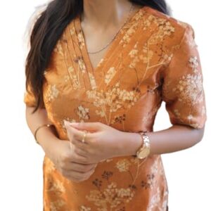 Buy Sun Fashion And Lifestyle Women's Chanderi Straight Printed College Kurti (KT12_Fenta_XL) at Amazon.in