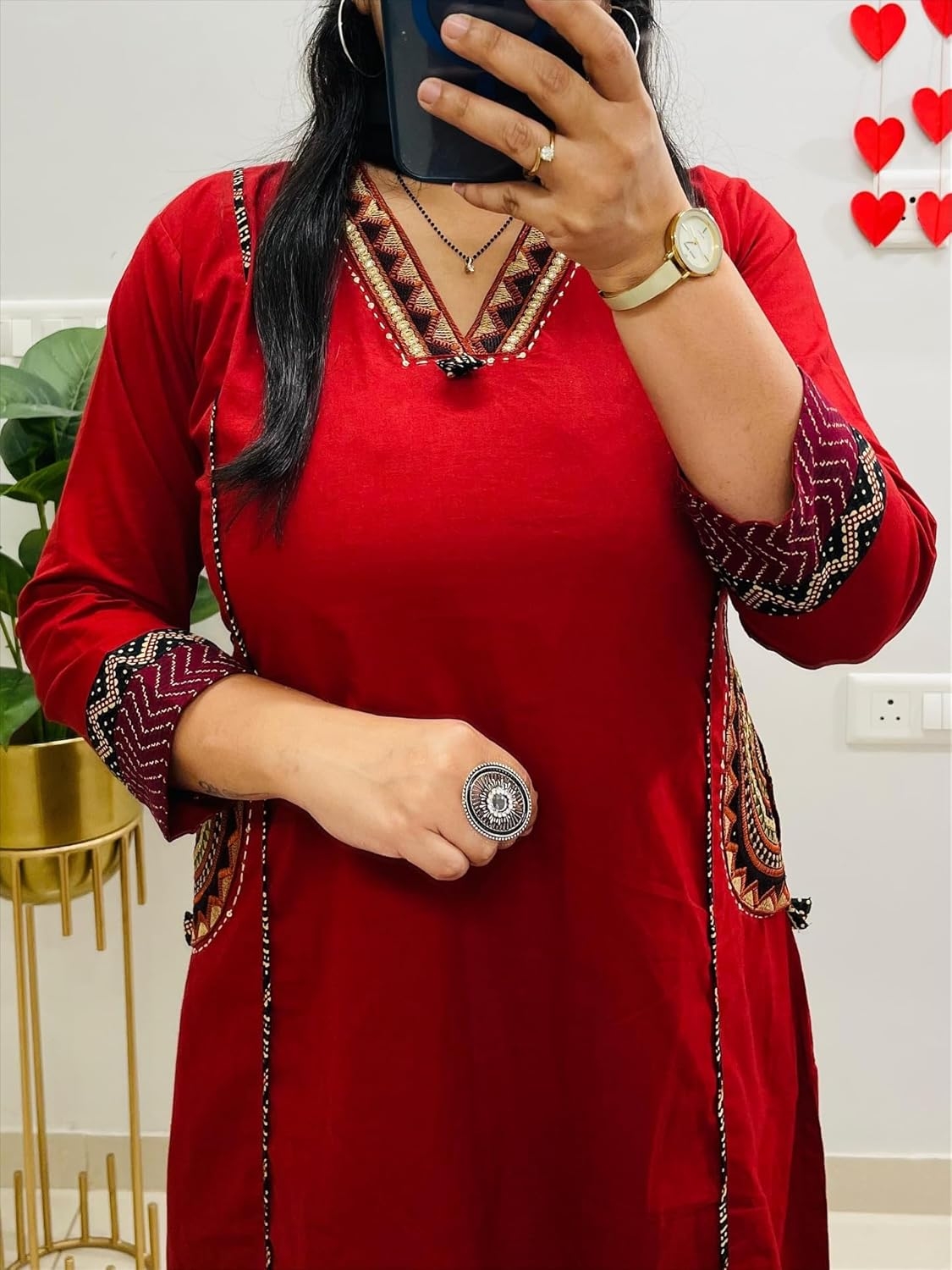 MEERA FAB Women Floral Printed Pure Cotton Straight V-Neck Kurta with Palazzos & Dupatta - Image 4