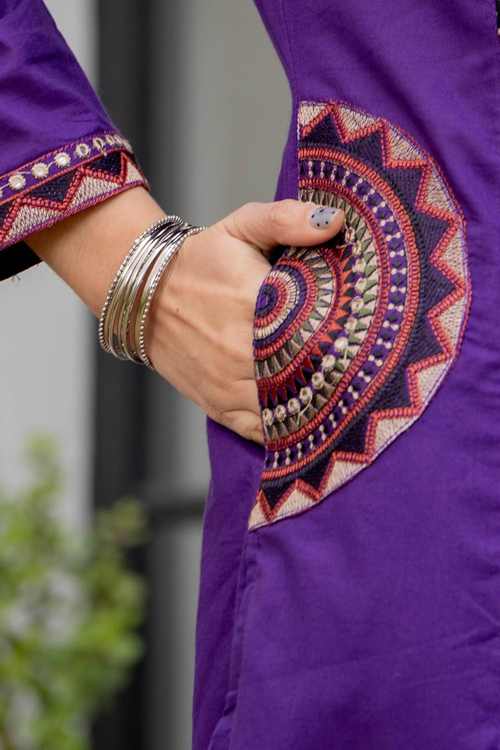 MEERA FAB Women Floral Printed Pure Cotton Straight V-Neck Kurta with Palazzos & Dupatta - Image 44