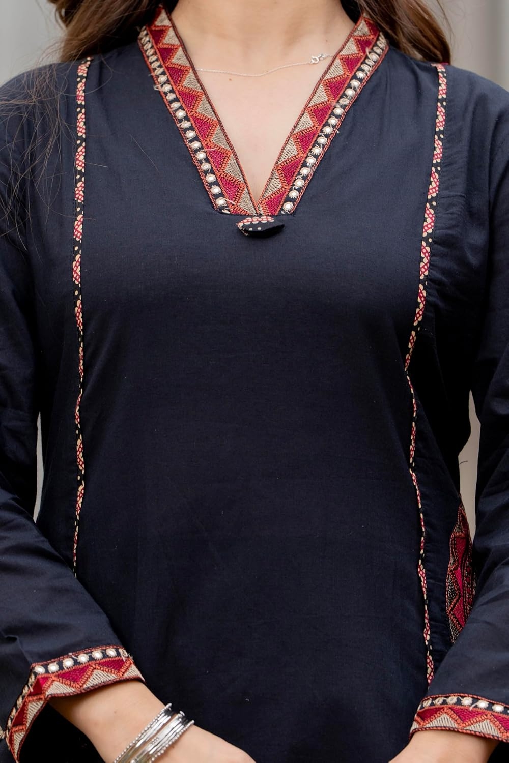 MEERA FAB Women Floral Printed Pure Cotton Straight V-Neck Kurta with Palazzos & Dupatta - Image 53