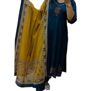 Anni Designer Pure Cotton Anarkali Kurta Set for Women | Embroidered Flared Kurta with Dupatta | Ethnic Kurti Set for Festive & Casual Wear