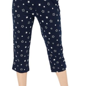 Max Women's Regular Fit Mid Rise Star Printed Knit Capris