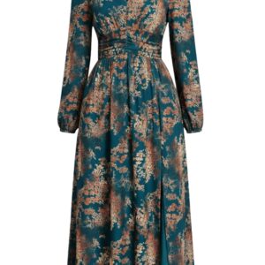 Leriya Fashion V Neck Maxi Dress for Woman |Aline Dress for Women |Long Flared Dress for Womens|Summer Casual Outfit Wear Events, Date & Evening Look |Perfect Gaun Wear for Woman's