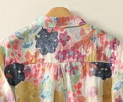 Gufrina Women’s Casual Button-Down Shirt with Multicolor Floral Print & Half Sleeves, Collar Neck - Image 6