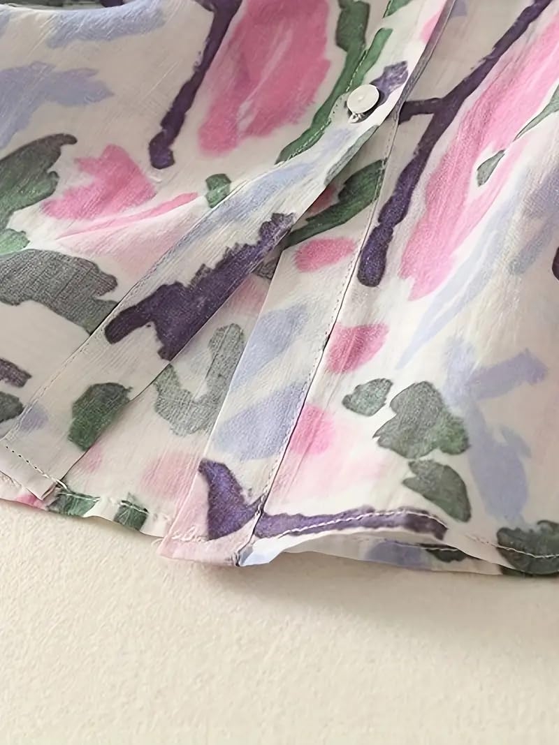 Gufrina Women’s Casual Button-Down Shirt with Multicolor Floral Print & Half Sleeves, Collar Neck - Image 11