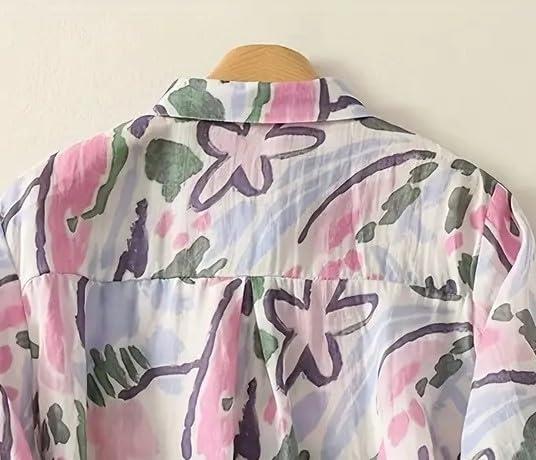 Gufrina Women’s Casual Button-Down Shirt with Multicolor Floral Print & Half Sleeves, Collar Neck - Image 13