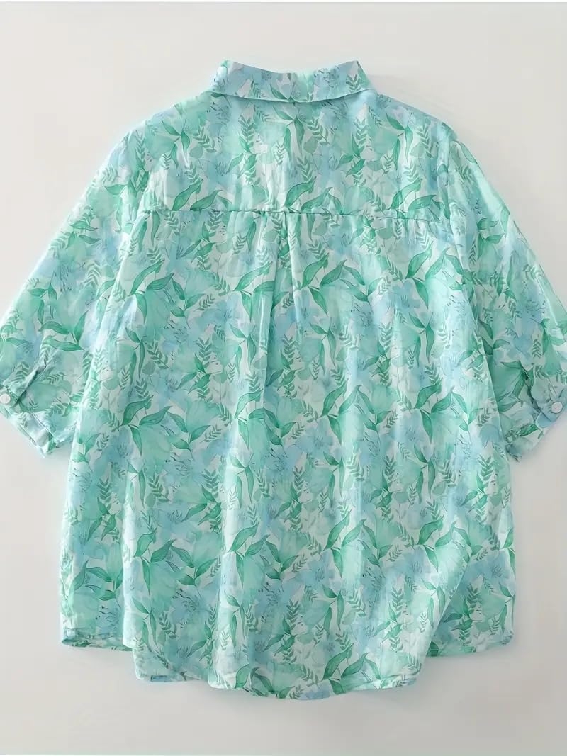 Gufrina Women’s Casual Button-Down Shirt with Multicolor Floral Print & Half Sleeves, Collar Neck - Image 22