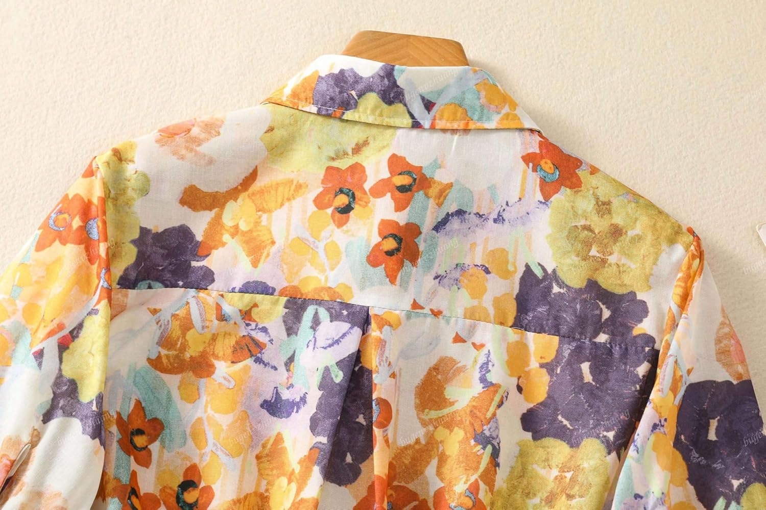 Gufrina Women Mustard Multicolor Floral Print Button-Down Shirt with Elbow Sleeves and Collar Neck in Soft Breathable Fabric Ideal for Casual wear and Relaxed Styling - Image 5