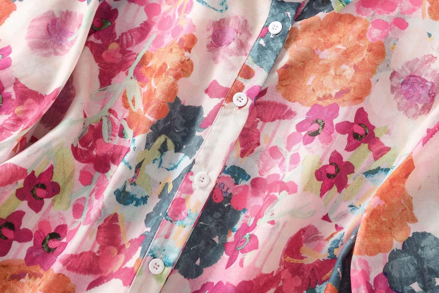 Gufrina Women Mustard Multicolor Floral Print Button-Down Shirt with Elbow Sleeves and Collar Neck in Soft Breathable Fabric Ideal for Casual wear and Relaxed Styling - Image 11