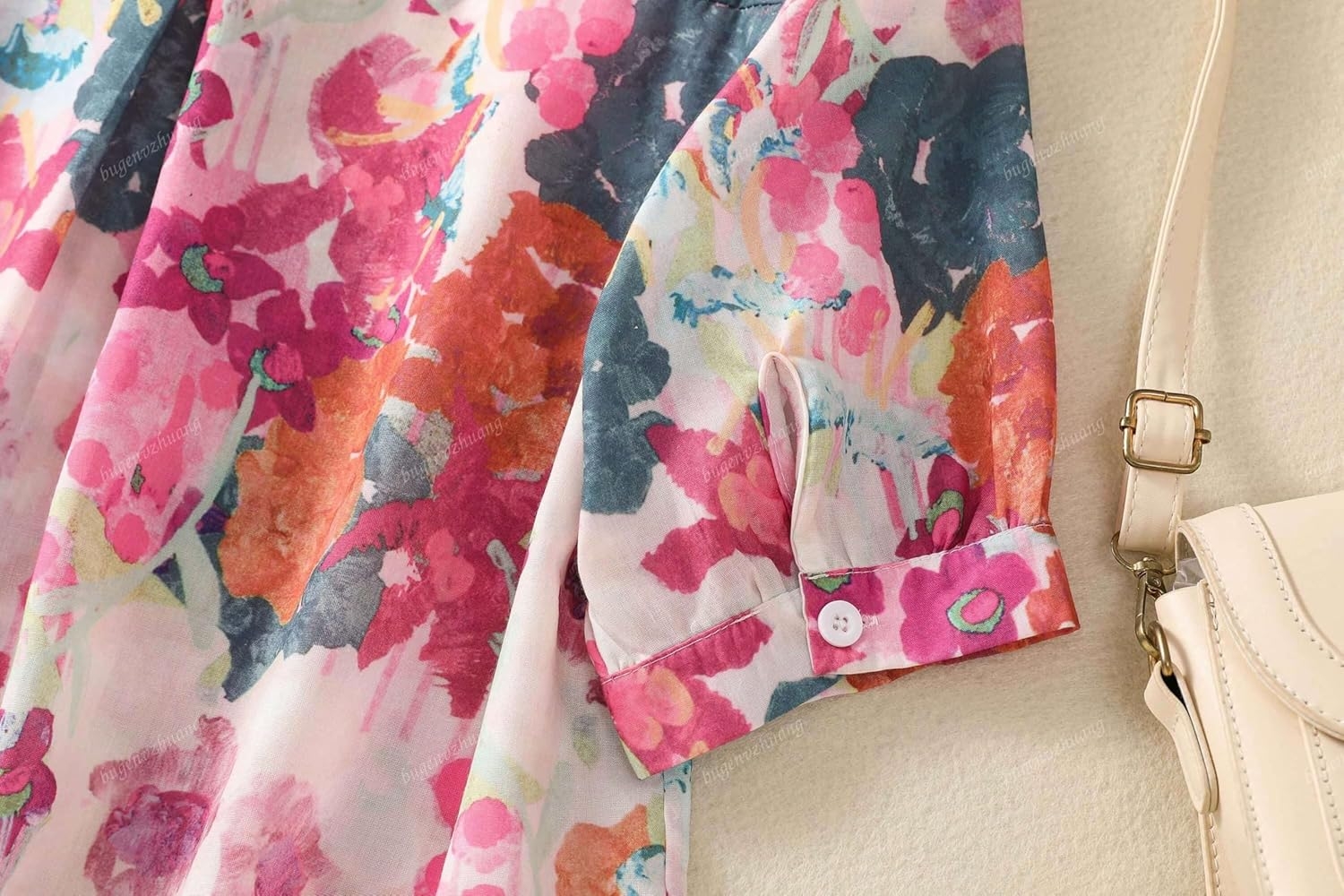 Gufrina Women Mustard Multicolor Floral Print Button-Down Shirt with Elbow Sleeves and Collar Neck in Soft Breathable Fabric Ideal for Casual wear and Relaxed Styling - Image 13