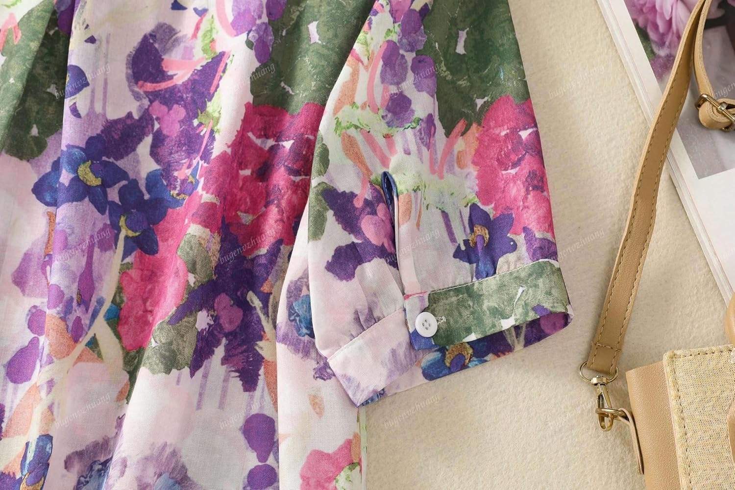 Gufrina Women Mustard Multicolor Floral Print Button-Down Shirt with Elbow Sleeves and Collar Neck in Soft Breathable Fabric Ideal for Casual wear and Relaxed Styling - Image 20