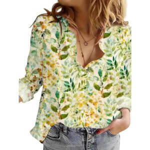 Gufrina Women's Floral Printed Button Down Western Shirt with Collar Neck and Rolled-Up Long Sleeves in Relaxed Fit