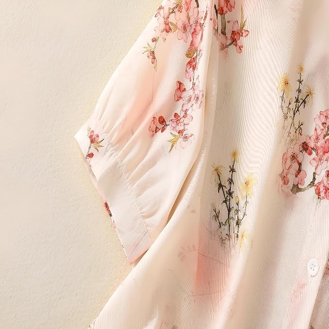 Gufrina Women Floral Printed Shirt Short Sleeve Button Down Top | Casual Summer Blouse Lightweight Soft Fabric Regular Fit Stylish Top - Image 4