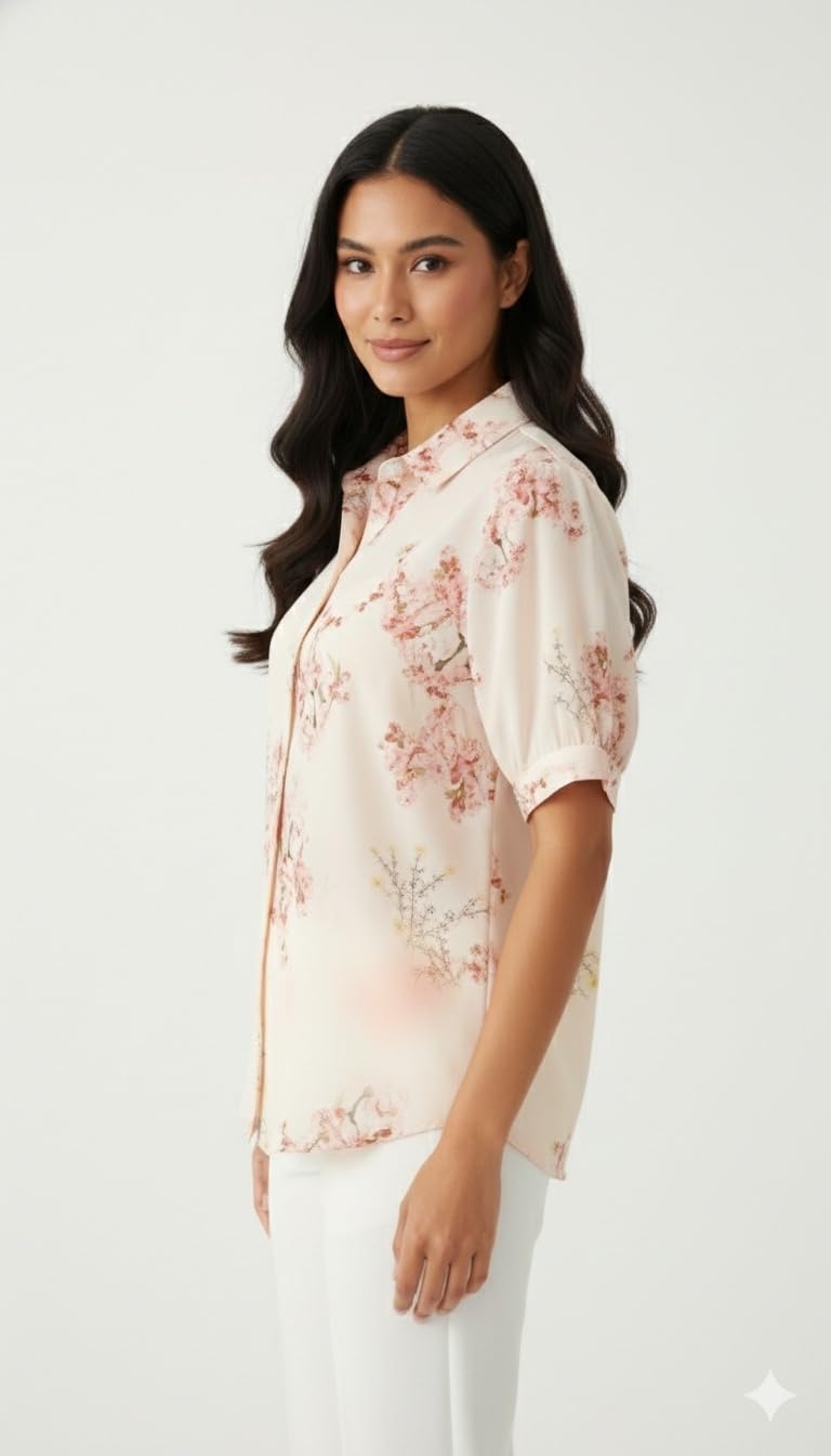 Gufrina Women Floral Printed Shirt Short Sleeve Button Down Top | Casual Summer Blouse Lightweight Soft Fabric Regular Fit Stylish Top - Image 5