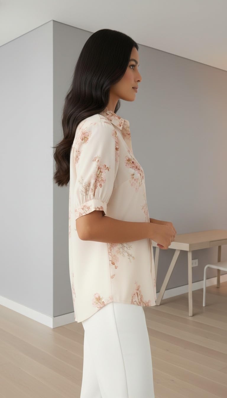 Gufrina Women Floral Printed Shirt Short Sleeve Button Down Top | Casual Summer Blouse Lightweight Soft Fabric Regular Fit Stylish Top - Image 7