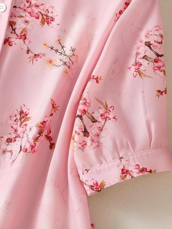 Gufrina Women Floral Printed Shirt Short Sleeve Button Down Top | Casual Summer Blouse Lightweight Soft Fabric Regular Fit Stylish Top - Image 10