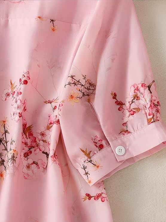 Gufrina Women Floral Printed Shirt Short Sleeve Button Down Top | Casual Summer Blouse Lightweight Soft Fabric Regular Fit Stylish Top - Image 11