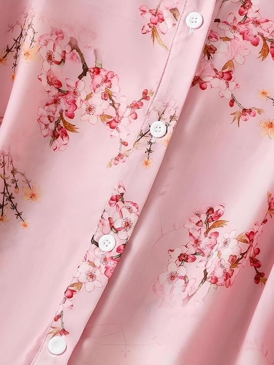Gufrina Women Floral Printed Shirt Short Sleeve Button Down Top | Casual Summer Blouse Lightweight Soft Fabric Regular Fit Stylish Top - Image 13