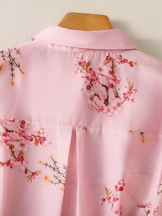 Gufrina Women Floral Printed Shirt Short Sleeve Button Down Top | Casual Summer Blouse Lightweight Soft Fabric Regular Fit Stylish Top - Image 14