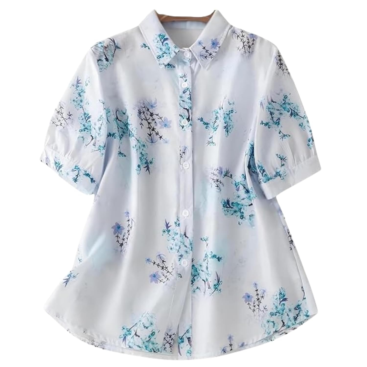 Gufrina Women Floral Printed Shirt Short Sleeve Button Down Top | Casual Summer Blouse Lightweight Soft Fabric Regular Fit Stylish Top - Image 15