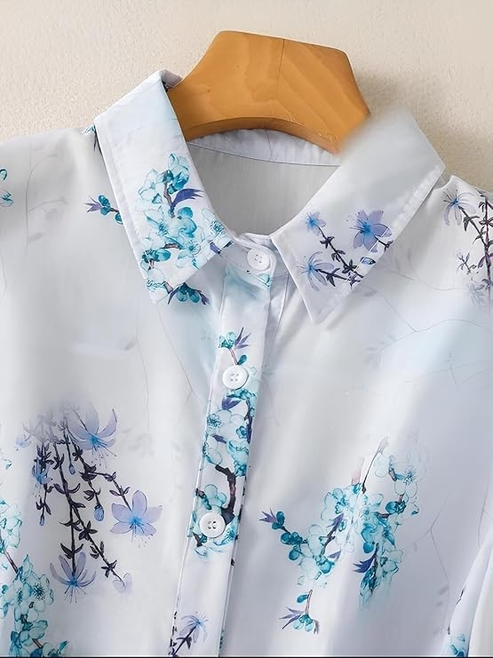 Gufrina Women Floral Printed Shirt Short Sleeve Button Down Top | Casual Summer Blouse Lightweight Soft Fabric Regular Fit Stylish Top - Image 18