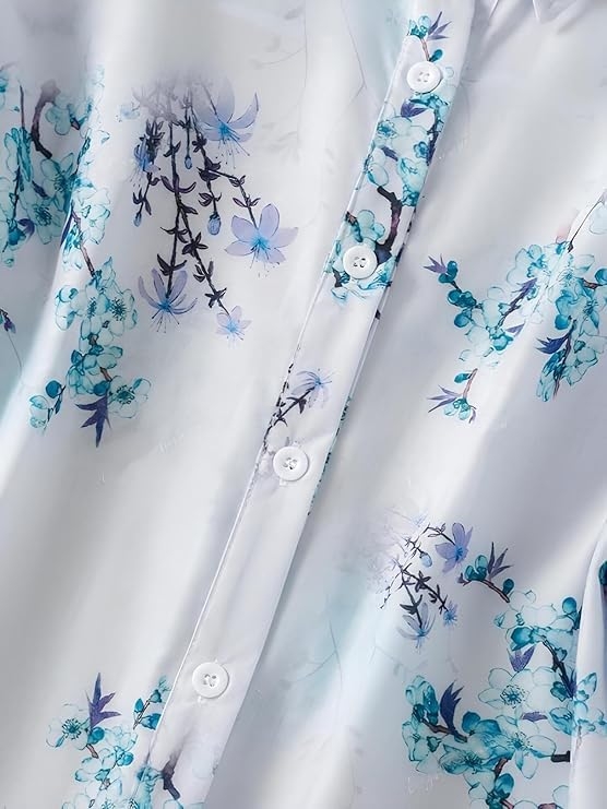 Gufrina Women Floral Printed Shirt Short Sleeve Button Down Top | Casual Summer Blouse Lightweight Soft Fabric Regular Fit Stylish Top - Image 20