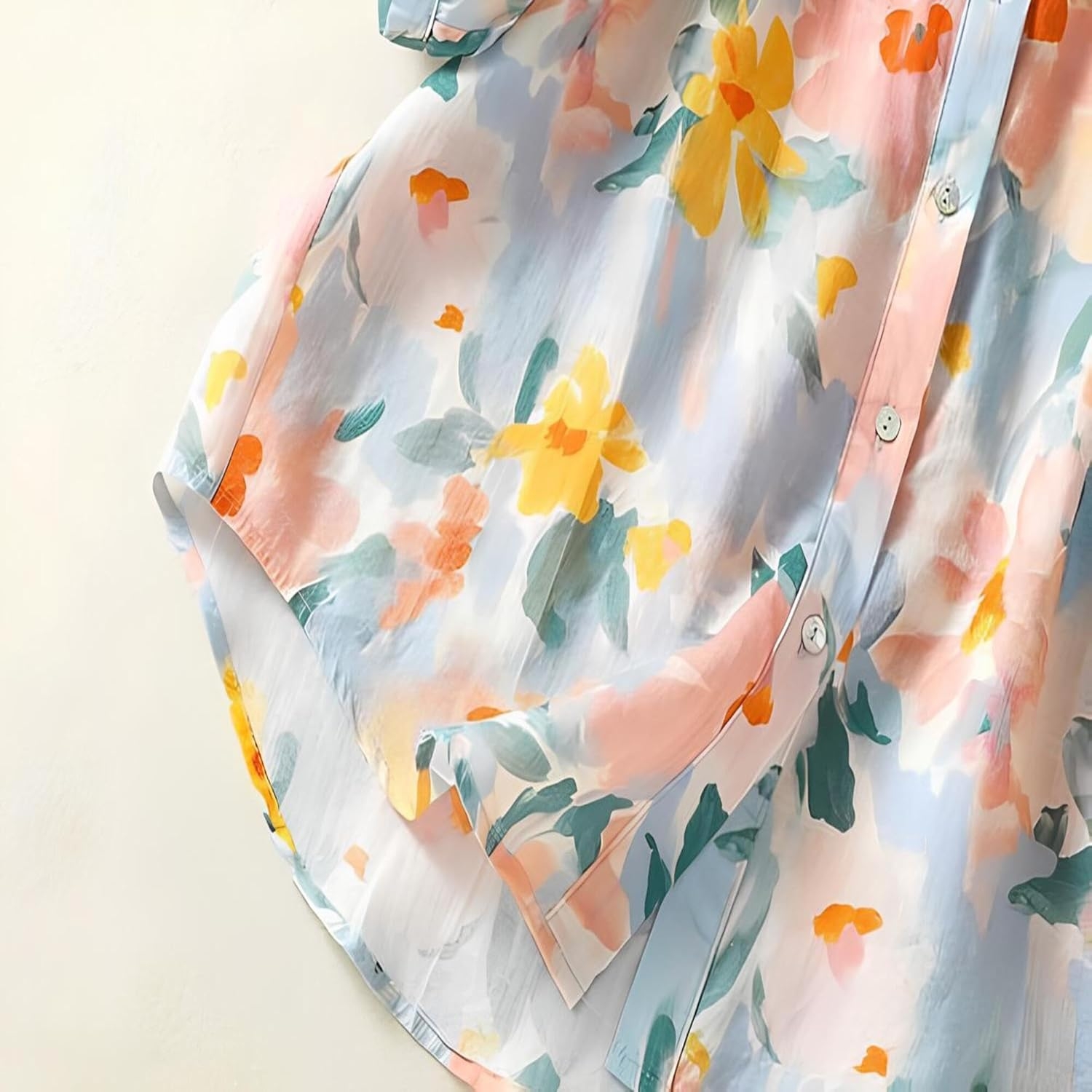 Gufrina Women’s Casual Button-Down Shirt with Multicolor Floral Print & Half Sleeves, Collar Neck - Image 7