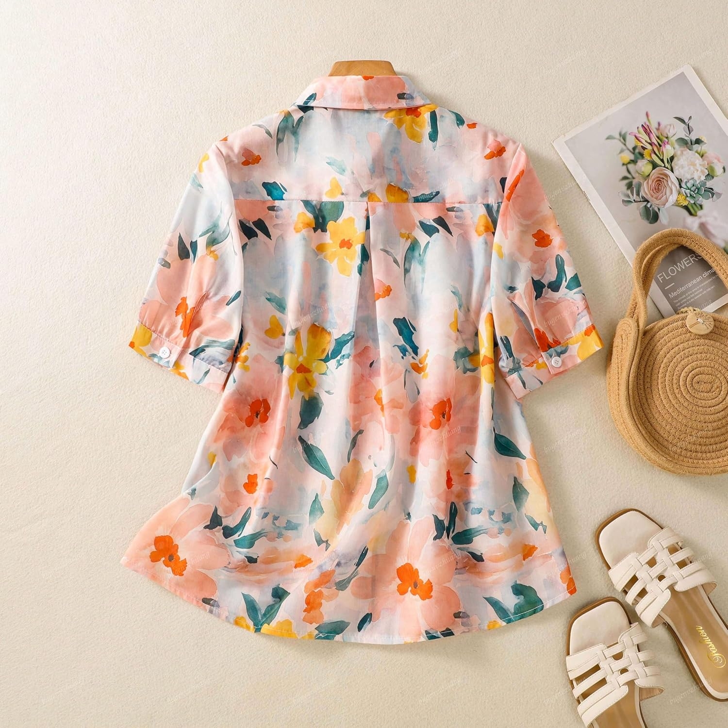 Gufrina Women’s Casual Button-Down Shirt with Multicolor Floral Print & Half Sleeves, Collar Neck - Image 16