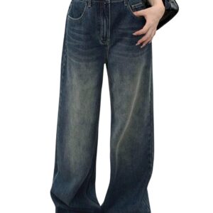 GRECIILOOKS Cargo Jeans for Women – Wide Leg High Waist Baggy Denim Pants | Casual Fit Trousers with Utility Pocket Design