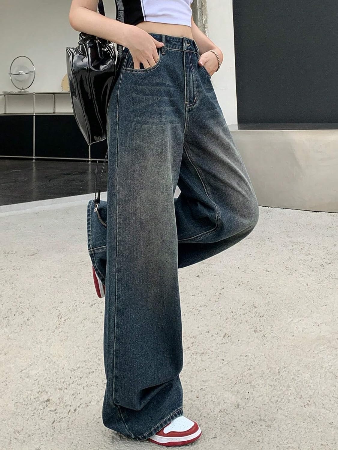 GRECIILOOKS Cargo Jeans for Women – Wide Leg High Waist Baggy Denim Pants | Casual Fit Trousers with Utility Pocket Design - Image 3