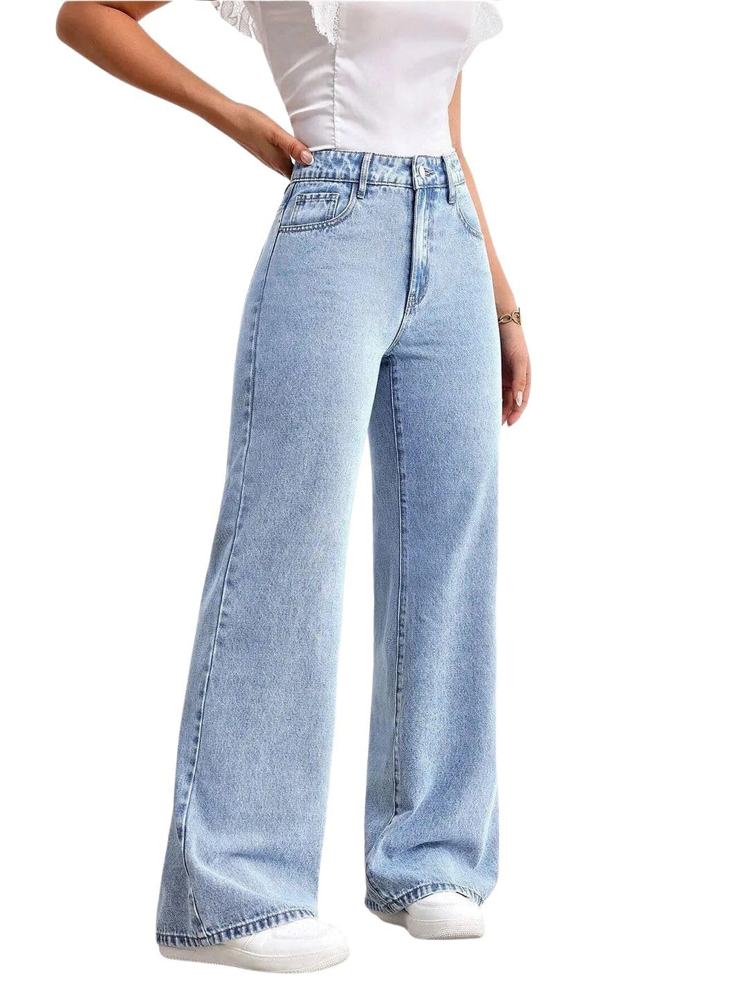 GRECIILOOKS Cargo Jeans for Women – Wide Leg High Waist Baggy Denim Pants | Casual Fit Trousers with Utility Pocket Design - Image 8