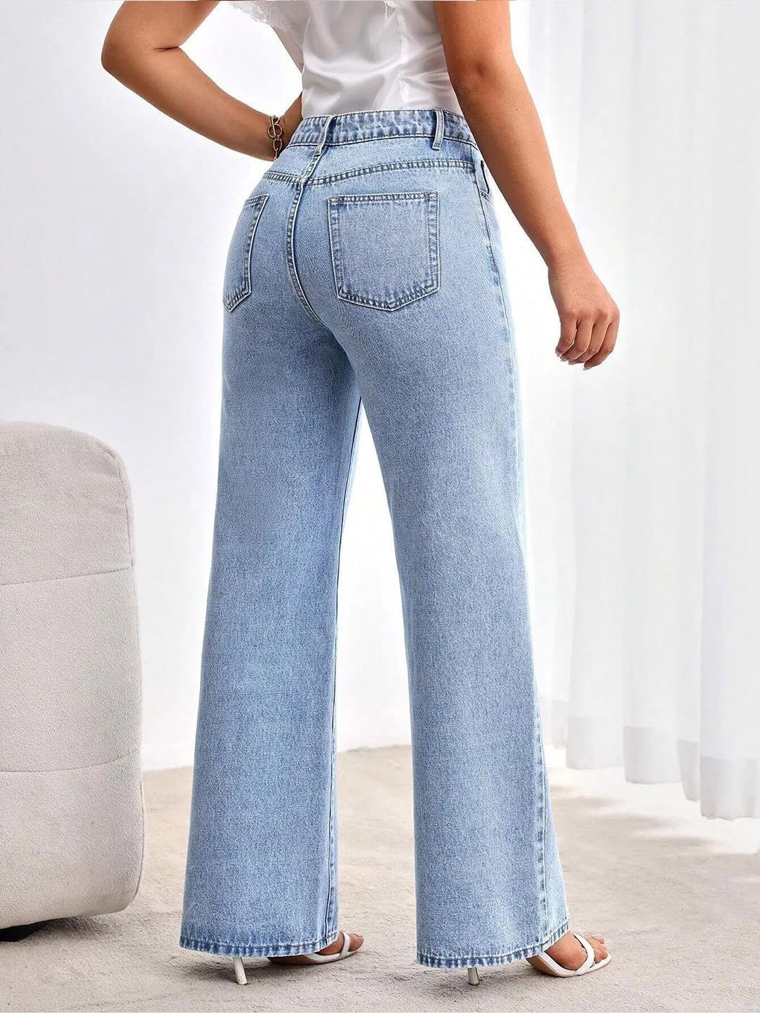 GRECIILOOKS Cargo Jeans for Women – Wide Leg High Waist Baggy Denim Pants | Casual Fit Trousers with Utility Pocket Design - Image 9