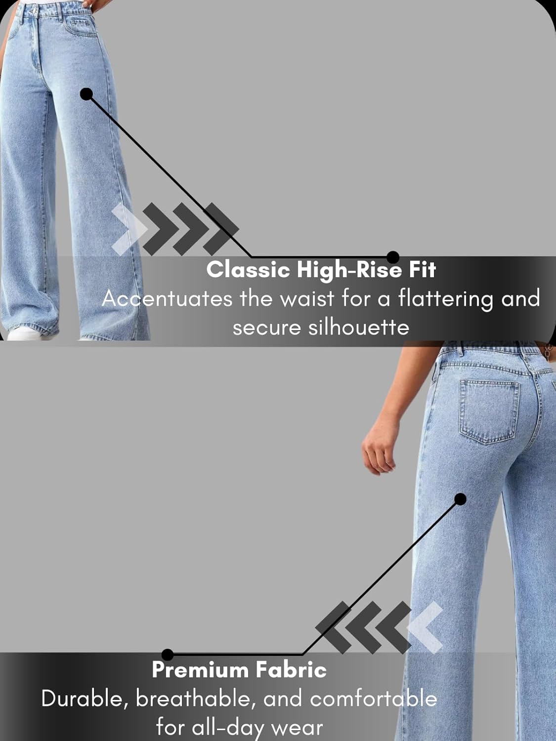 GRECIILOOKS Cargo Jeans for Women – Wide Leg High Waist Baggy Denim Pants | Casual Fit Trousers with Utility Pocket Design - Image 11