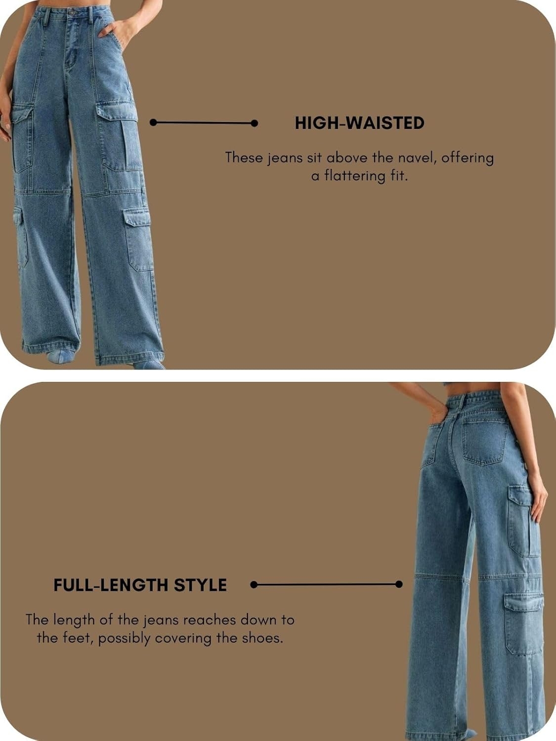GRECIILOOKS Cargo Jeans for Women – Wide Leg High Waist Baggy Denim Pants | Casual Fit Trousers with Utility Pocket Design - Image 17