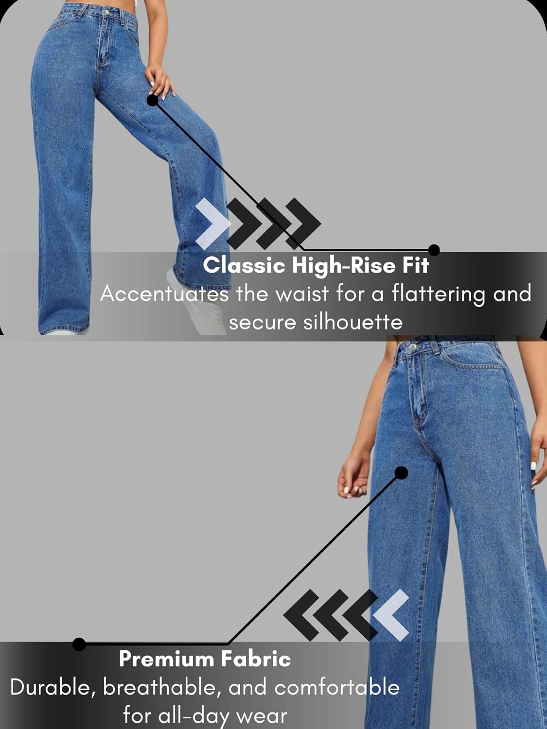 GRECIILOOKS Cargo Jeans for Women – Wide Leg High Waist Baggy Denim Pants | Casual Fit Trousers with Utility Pocket Design - Image 24