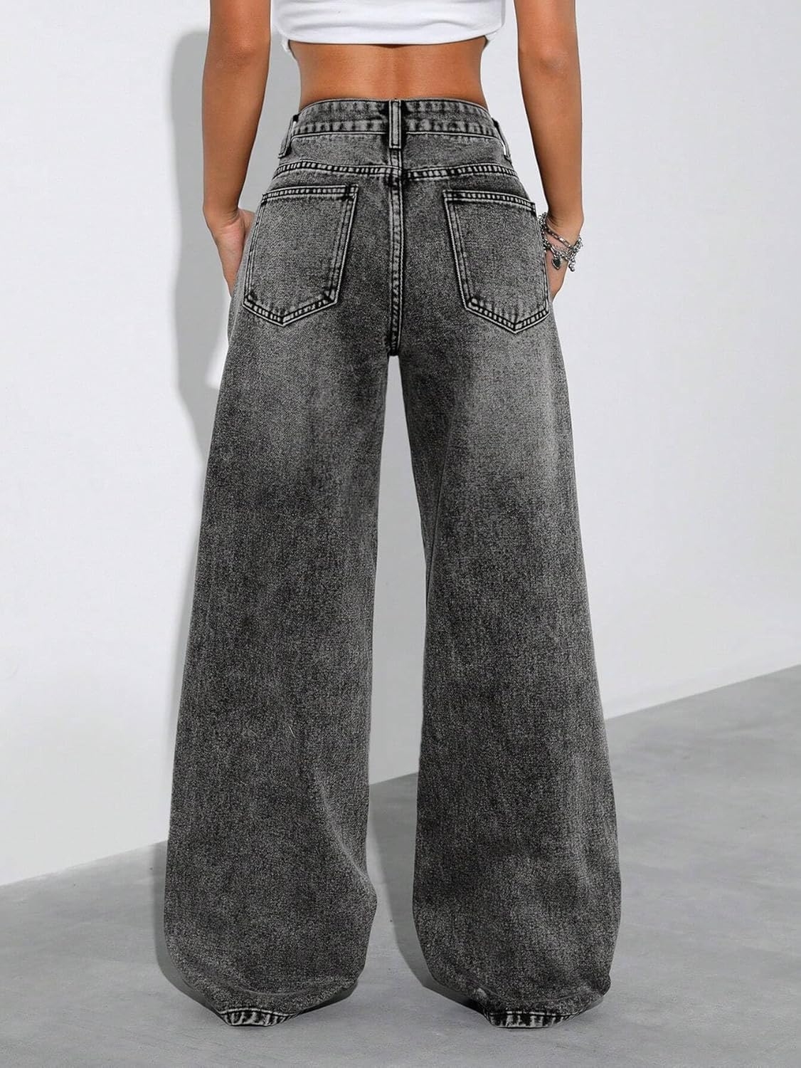 GRECIILOOKS Cargo Jeans for Women – Wide Leg High Waist Baggy Denim Pants | Casual Fit Trousers with Utility Pocket Design - Image 28