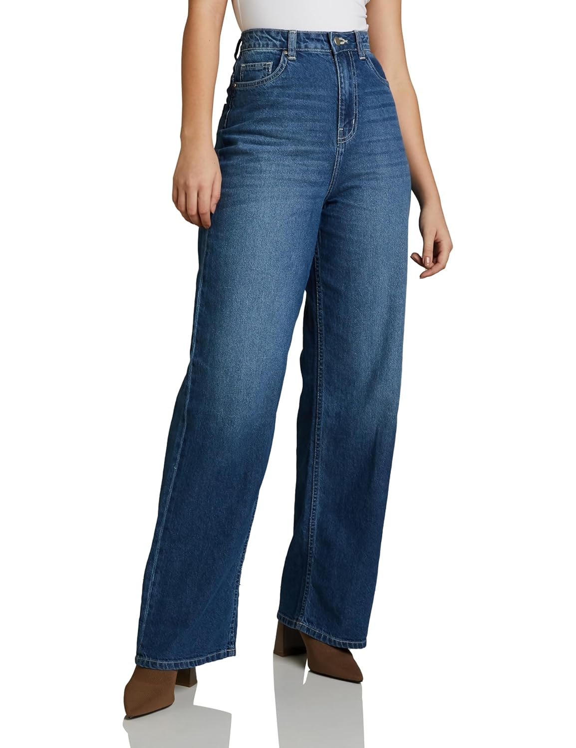 Amazon Brand - Symbol Women's Baggy Wide Leg Jeans (High Rise | Full Length) (Available in Plus Sizes)