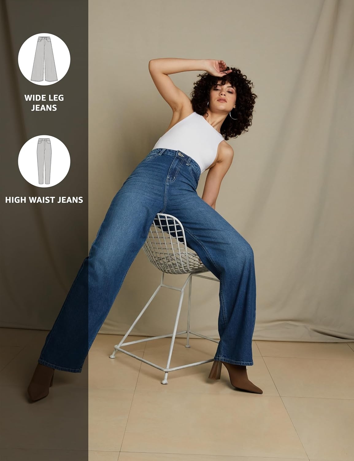 Amazon Brand - Symbol Women's Baggy Wide Leg Jeans (High Rise | Full Length) (Available in Plus Sizes) - Image 3