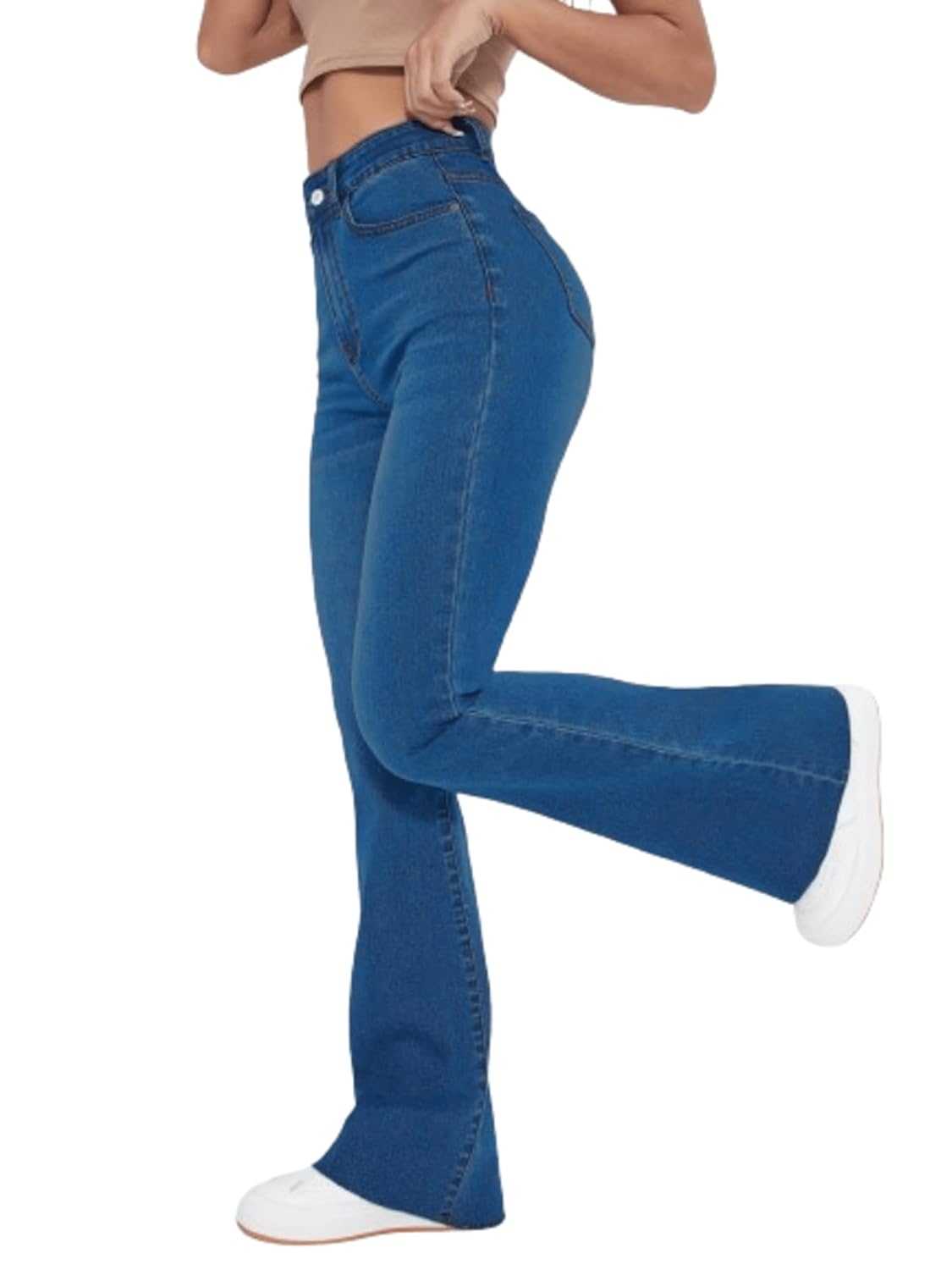 Aahwan Women's & Girl's Light Blue Stretch Fit High Rise Solid High Waist Flare Leg Stretcheble Jeans - Image 13