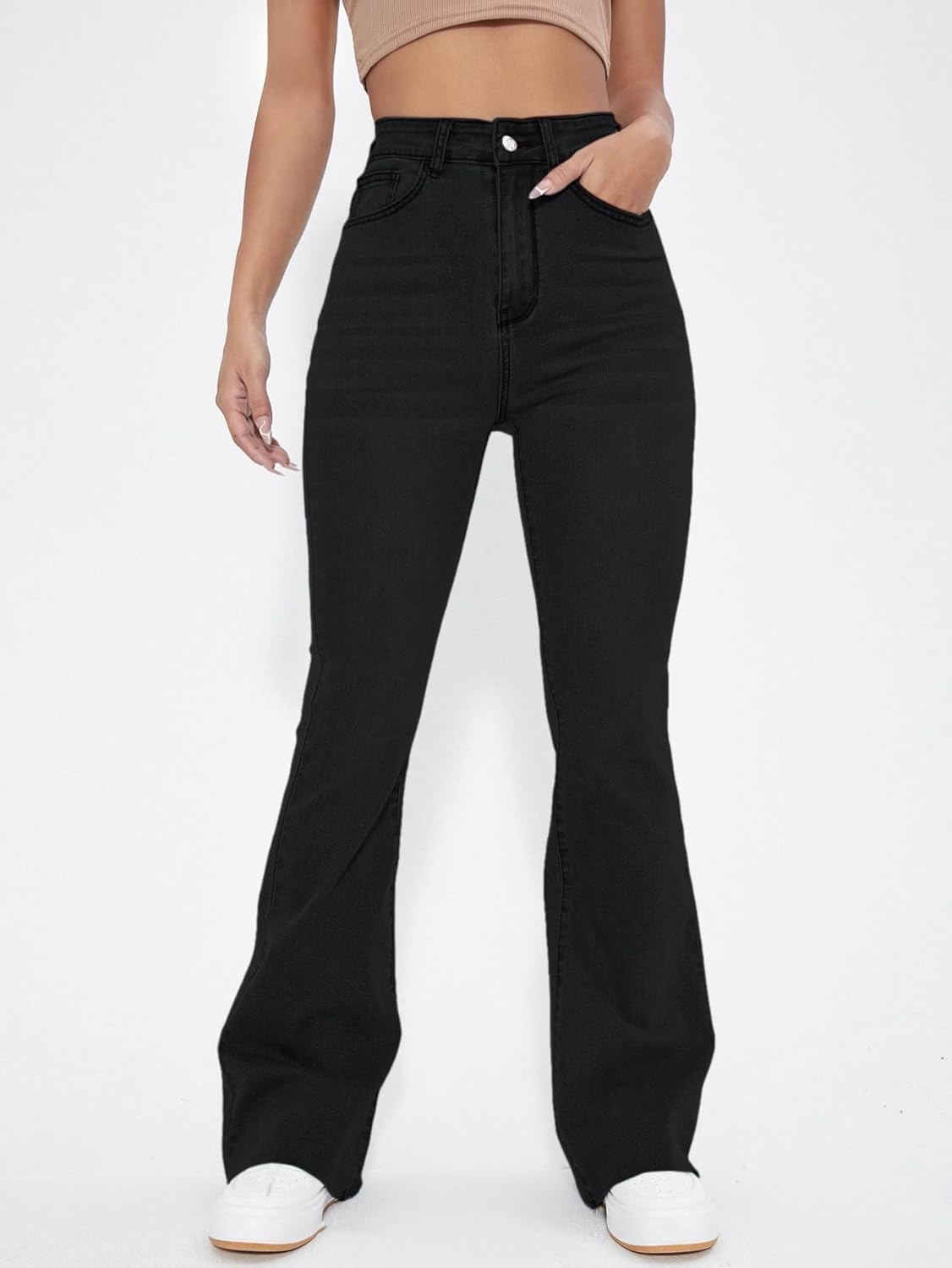 Aahwan Women's & Girl's Light Blue Stretch Fit High Rise Solid High Waist Flare Leg Stretcheble Jeans - Image 22