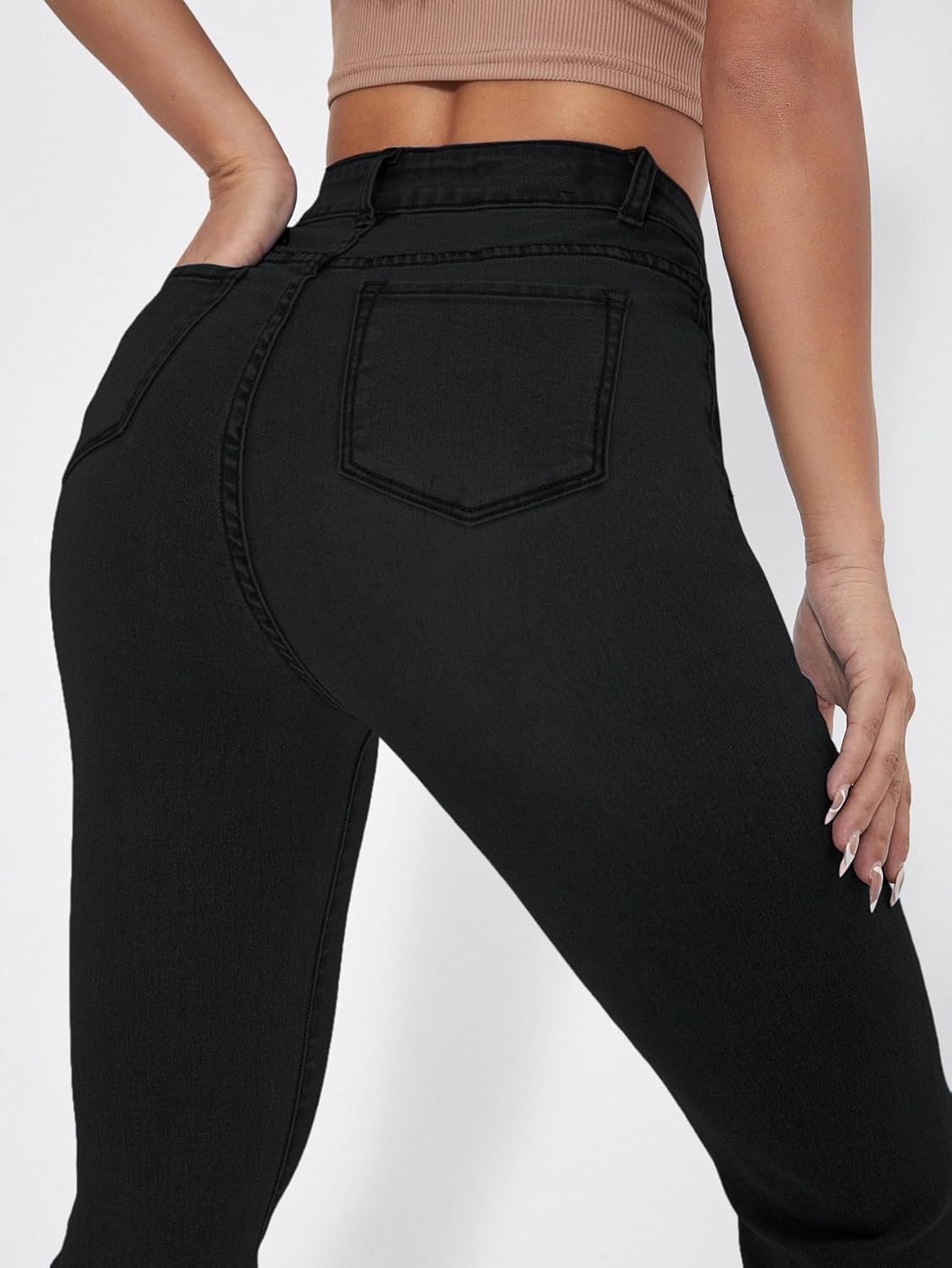 Aahwan Women's & Girl's Light Blue Stretch Fit High Rise Solid High Waist Flare Leg Stretcheble Jeans - Image 23