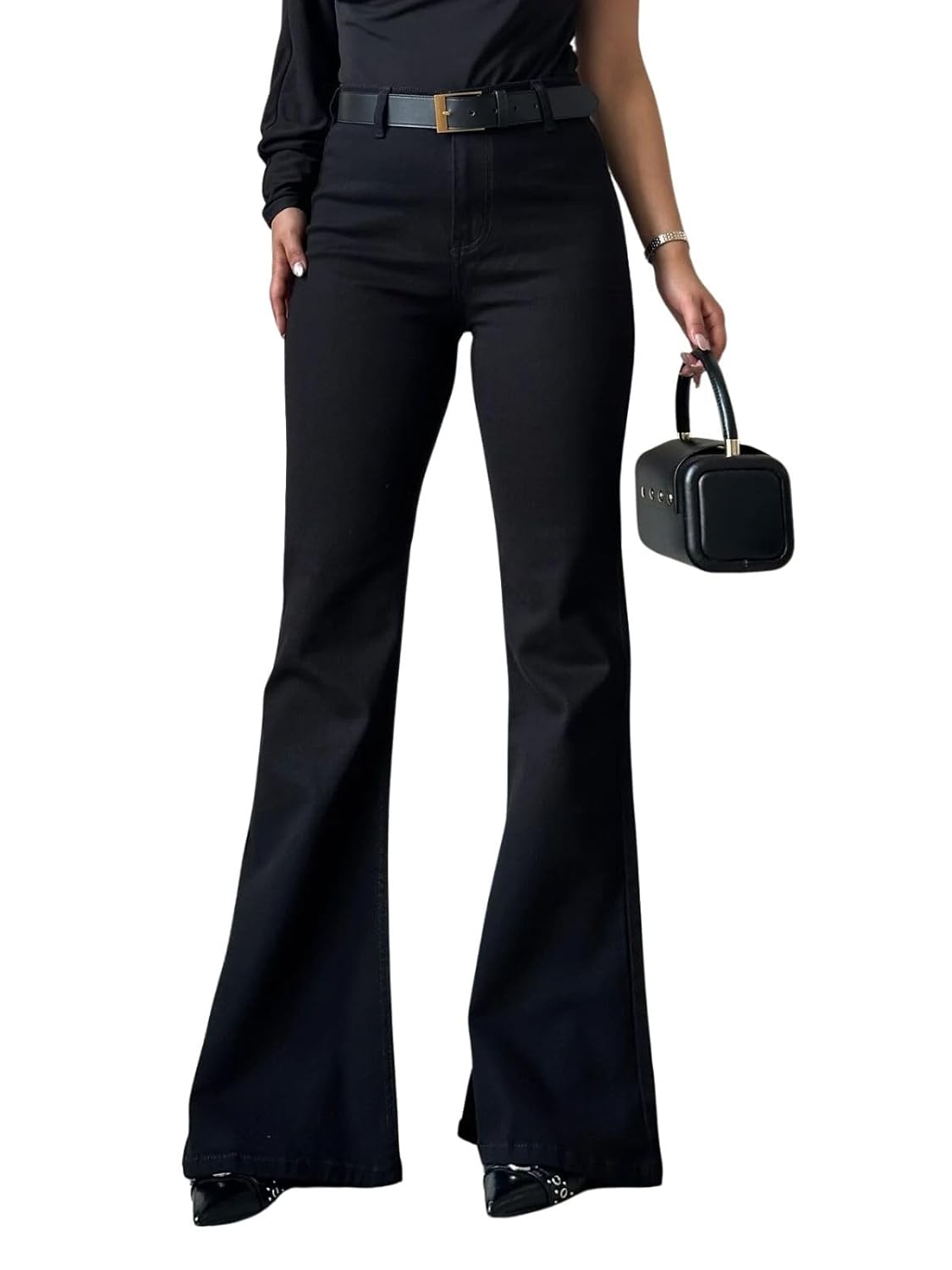 GRECIILOOKS Women High Rise High Waist Jeans Wide Leg Straight Fit Denim | Baggy Cargo Style Casual Pants Daily College Wear