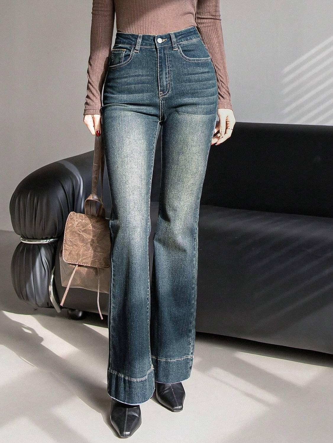GRECIILOOKS Women High Rise High Waist Jeans Wide Leg Straight Fit Denim | Baggy Cargo Style Casual Pants Daily College Wear - Image 9