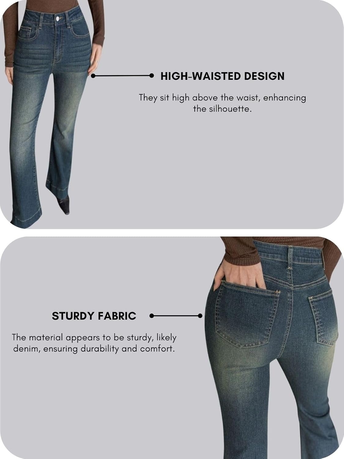 GRECIILOOKS Women High Rise High Waist Jeans Wide Leg Straight Fit Denim | Baggy Cargo Style Casual Pants Daily College Wear - Image 10