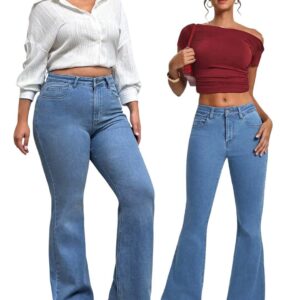 KOTTY Women's High Waist Bootcut Flared Stretchable Slim Fit Denim Jeans for Women Trendy Casual Wear Jeans Available in Regular & Plus Size