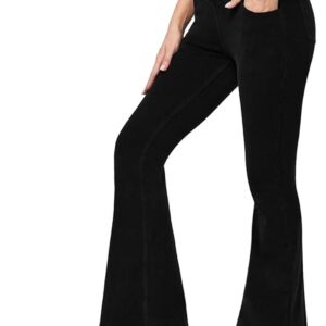 ADBUCKS Flared Jeggings for Women High Waisted Bell Bottom Jeans Trendy Stretchy Flare Jeggings with Pockets