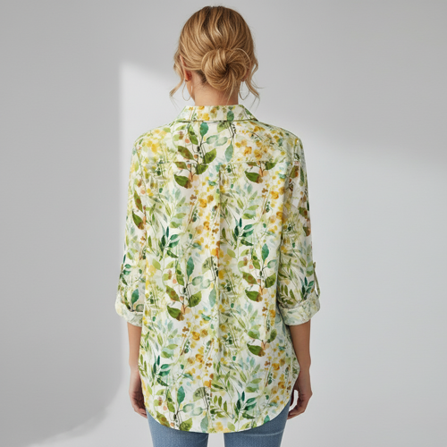 Shirt with Collar Neck and Rolled-Up Long Sleeves in Relaxed Fit - Image 17