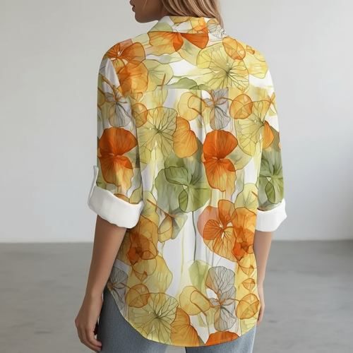 Shirt with Collar Neck and Rolled-Up Long Sleeves in Relaxed Fit - Image 10