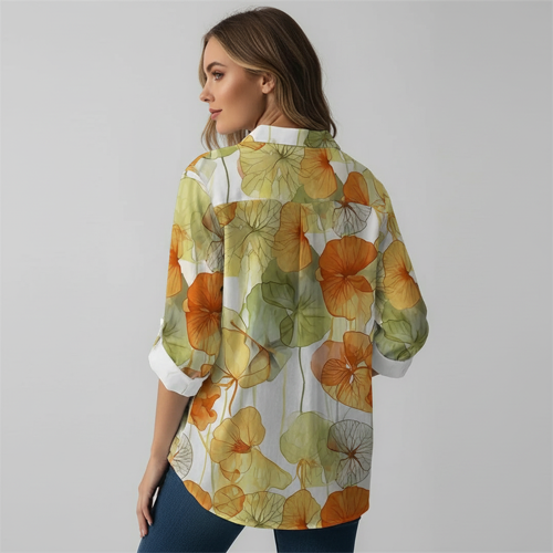Shirt with Collar Neck and Rolled-Up Long Sleeves in Relaxed Fit - Image 11