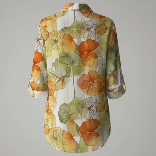 Shirt with Collar Neck and Rolled-Up Long Sleeves in Relaxed Fit - Image 12